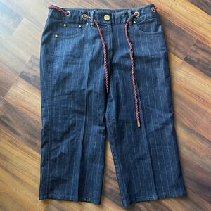 Larry Levine Stretch‎ Pinstripe Denim Capri Pants Womens Size 8